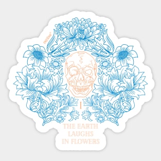 Skull flowers Blue/orange edition Sticker